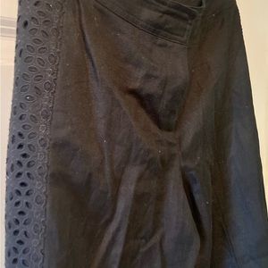 Talbots flat front 10 petite eyelet trim black pants womens flat back front euc